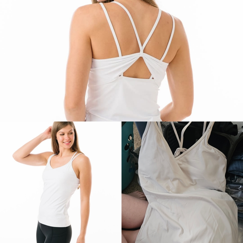 Zyia Party In The Back White Strappy Tank Top Sz XXL Dull White